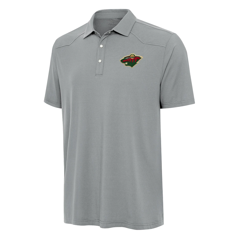 Men's Antigua Gray Minnesota Wild Western Polo