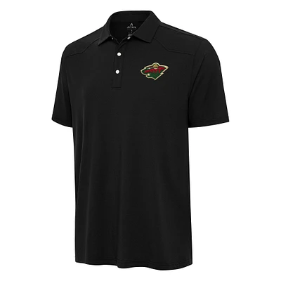 Men's Antigua Black Minnesota Wild Western Polo