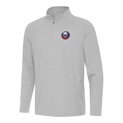 Men's Antigua Gray New York Islanders Twine Quarter-Zip Top