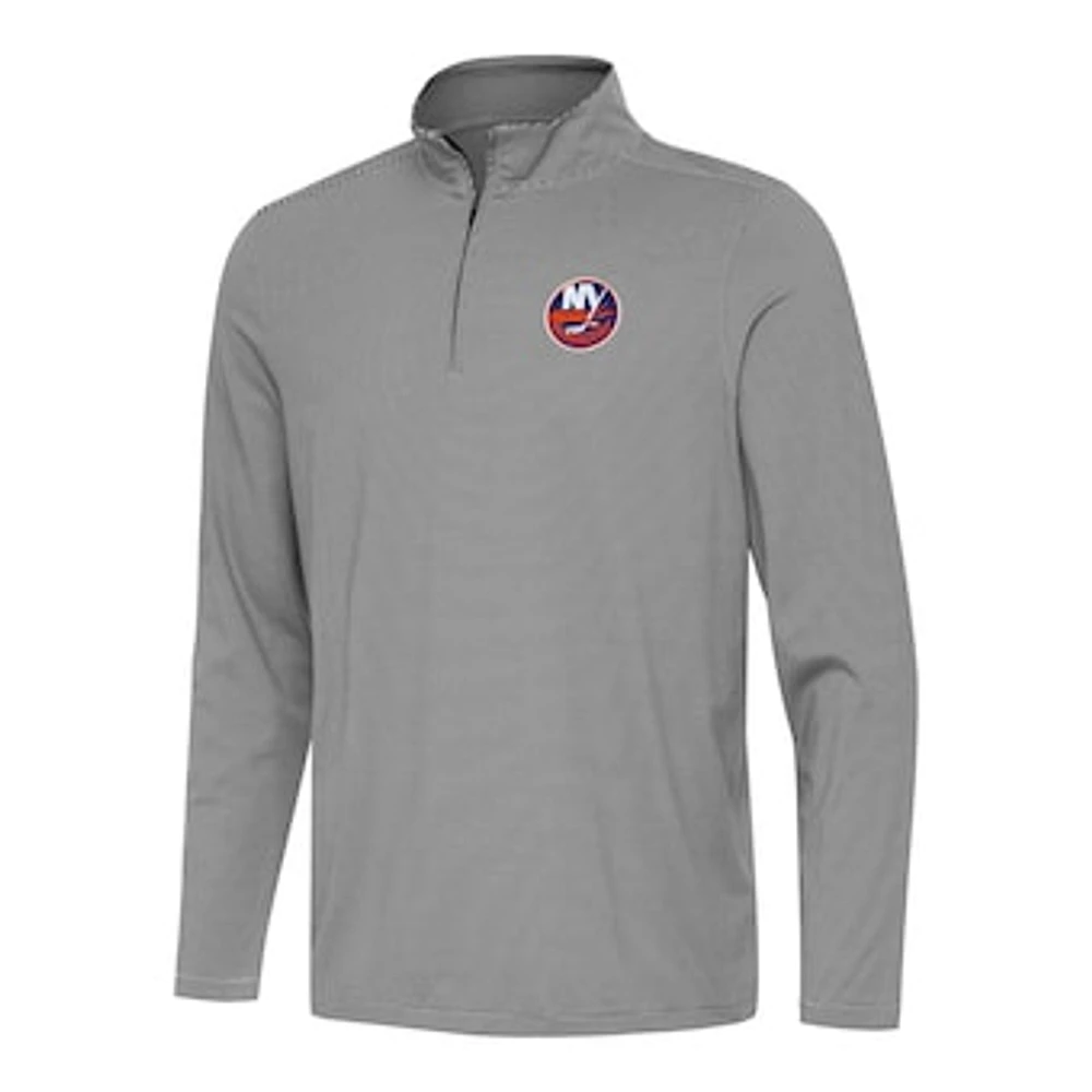 Men's Antigua Black New York Islanders Twine Quarter-Zip Top