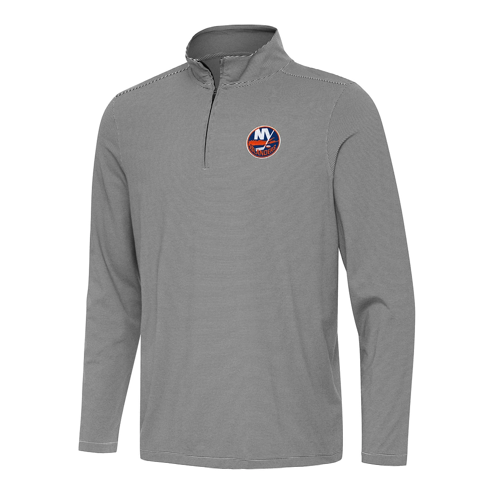 Men's Antigua Black New York Islanders Twine Quarter-Zip Top