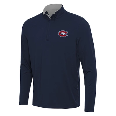 Men's Antigua Navy/ Montreal Canadiens Content Quarter-Zip Pullover Top