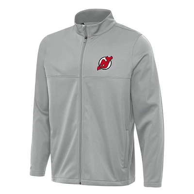 Men's Antigua Gray New Jersey Devils Links 2 Full-Zip Golf Jacket