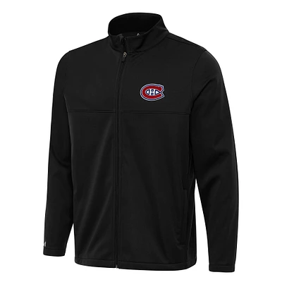 Men's Antigua Black Montreal Canadiens Links 2 Full-Zip Golf Jacket