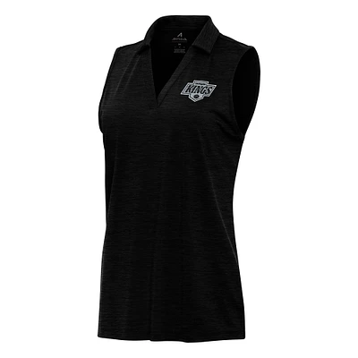 Women's Antigua Heather Black Los Angeles Kings Layout Sleeveless V-Neck Polo