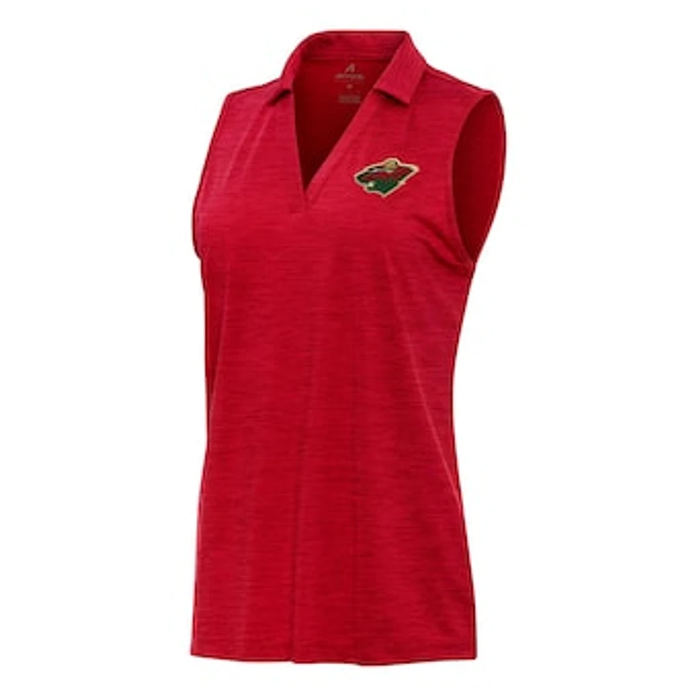Women's Antigua Heather Minnesota Wild Layout Sleeveless V-Neck Polo