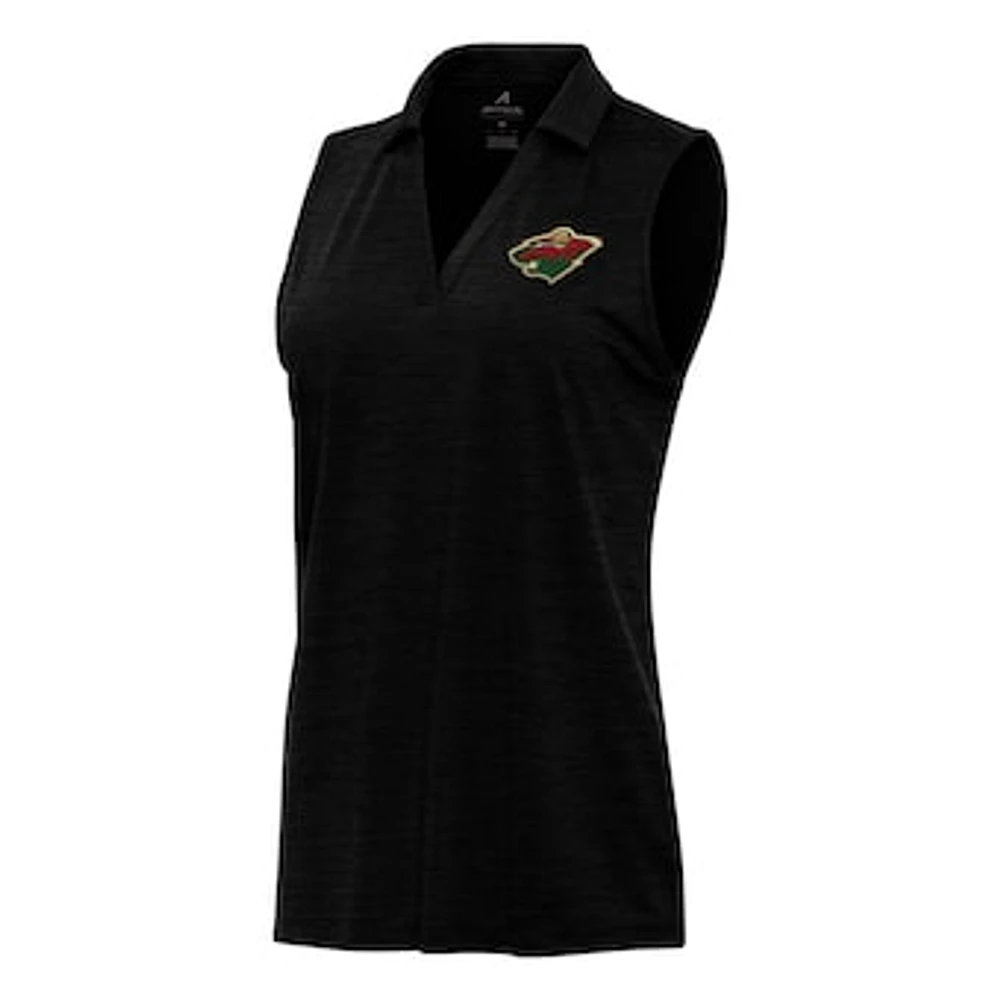 Women's Antigua Heather Minnesota Wild Layout Sleeveless V-Neck Polo