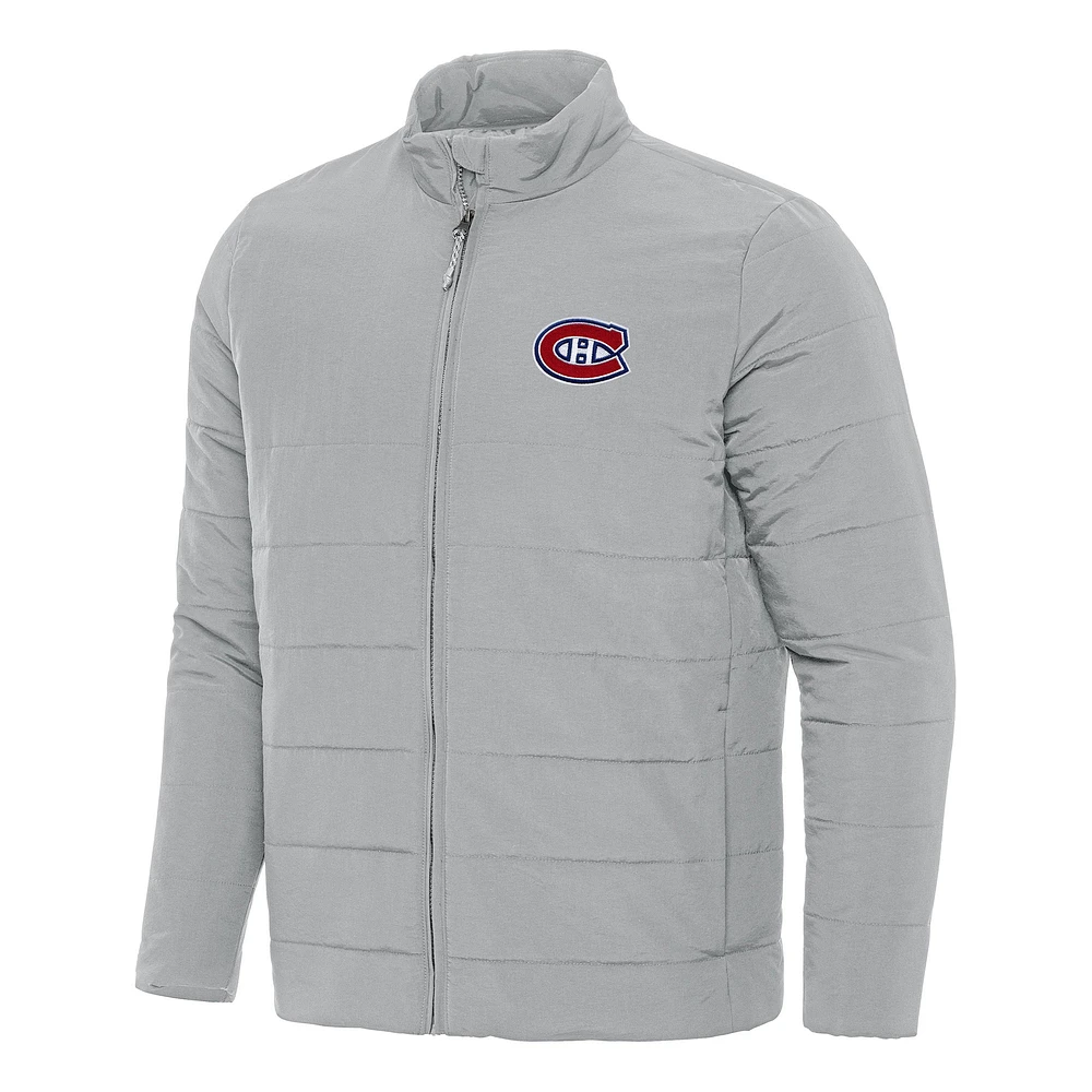 Men's Antigua Gray Montreal Canadiens Swelter Full-Zip Puffer Jacket