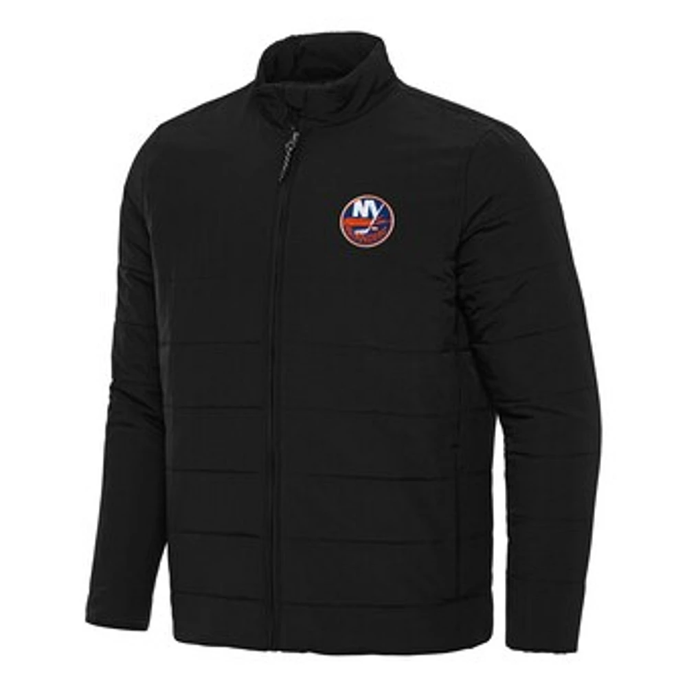 Men's Antigua Black New York Islanders Swelter Full-Zip Puffer Jacket