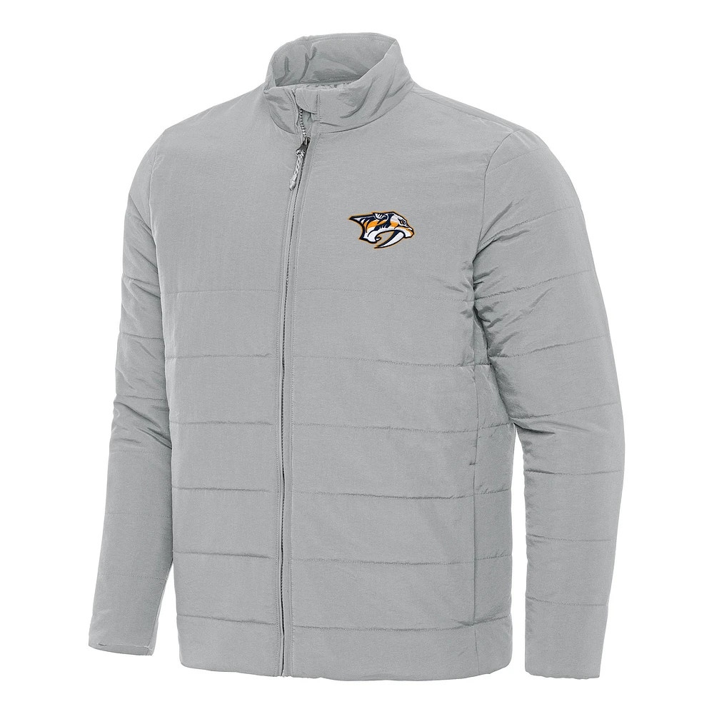 Men's Antigua Gray Nashville Predators Swelter Full-Zip Puffer Jacket