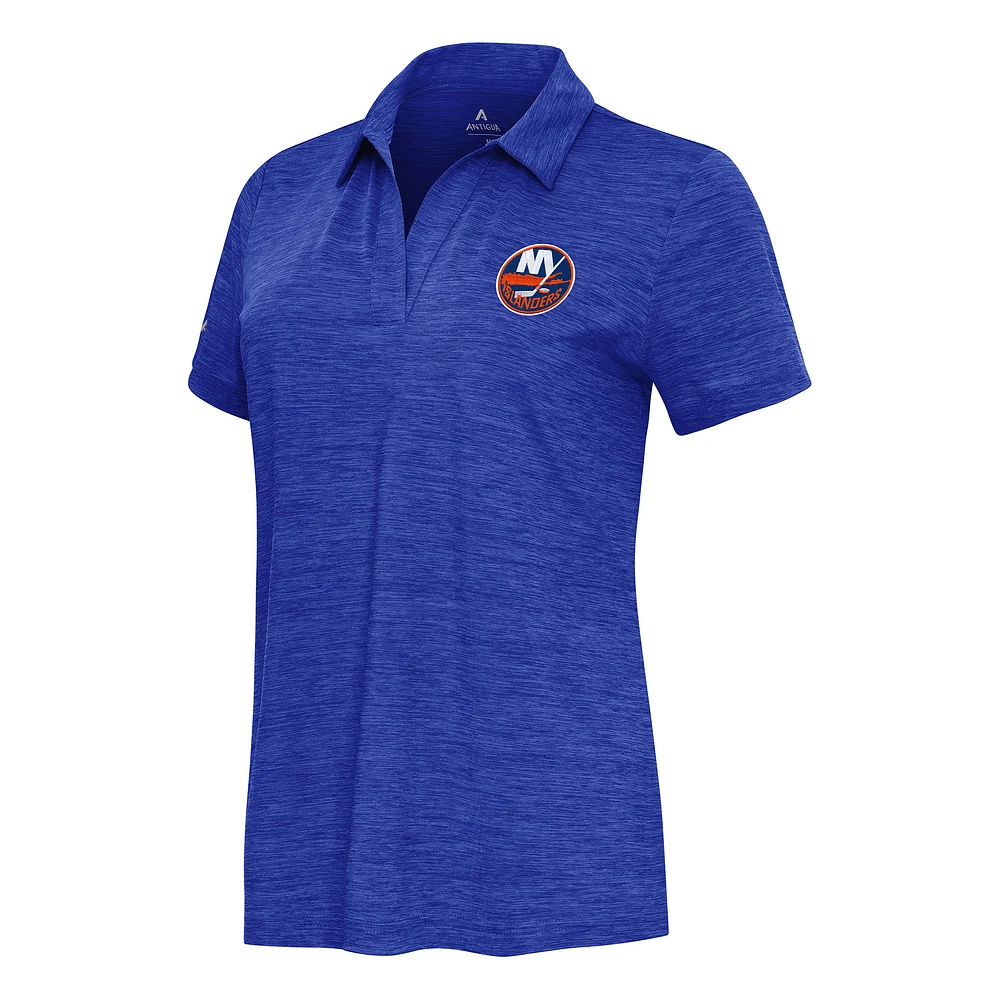 Women's Antigua Heather Royal New York Islanders Layout V-Neck Polo