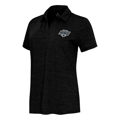 Women's Antigua Heather Black Los Angeles Kings Layout V-Neck Polo
