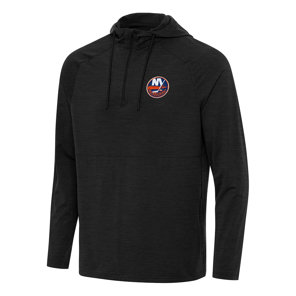 Men's Antigua Heather New York Islanders Spikes Quarter-Zip Hoodie