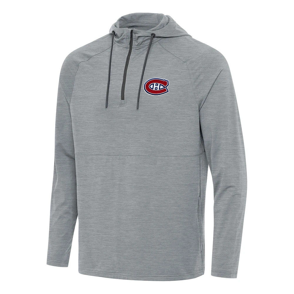 Men's Antigua Heather Montreal Canadiens Spikes Quarter-Zip Hoodie