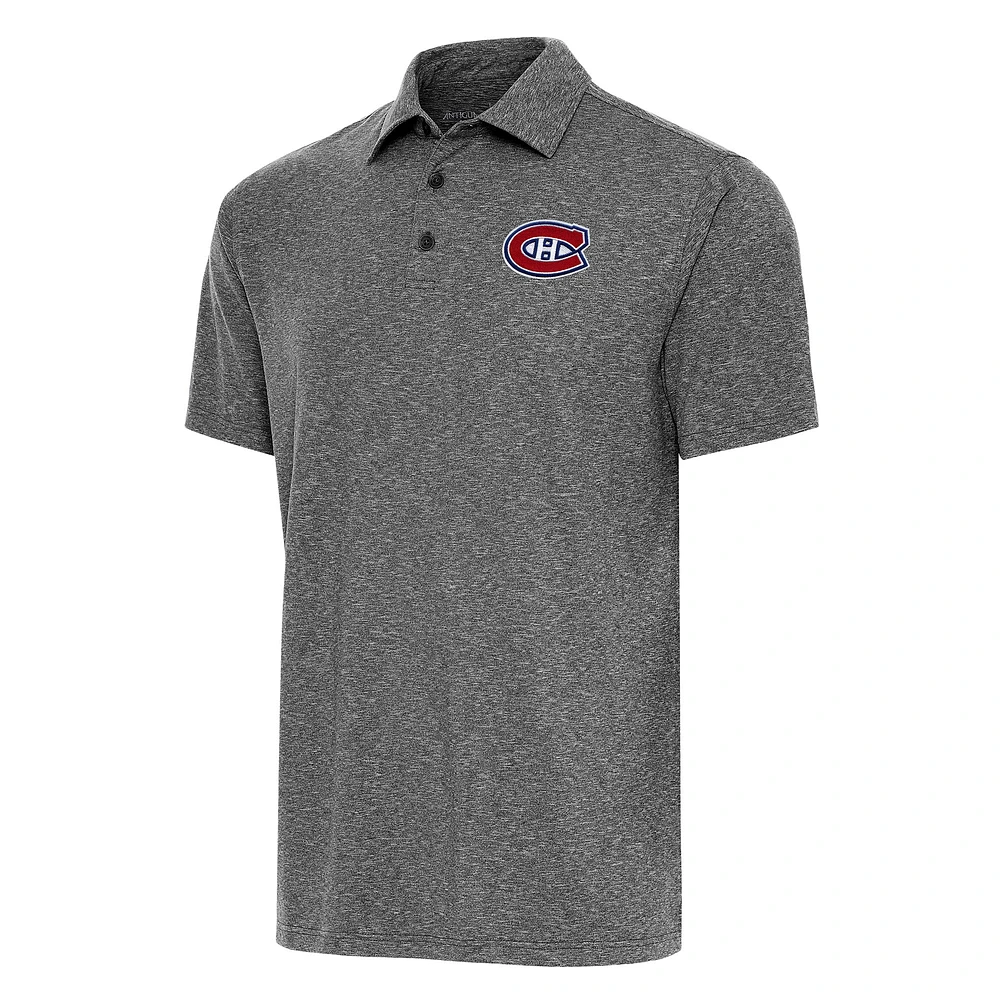 Men's Antigua Heather Black Montreal Canadiens Big & Tall Par 3 Polo