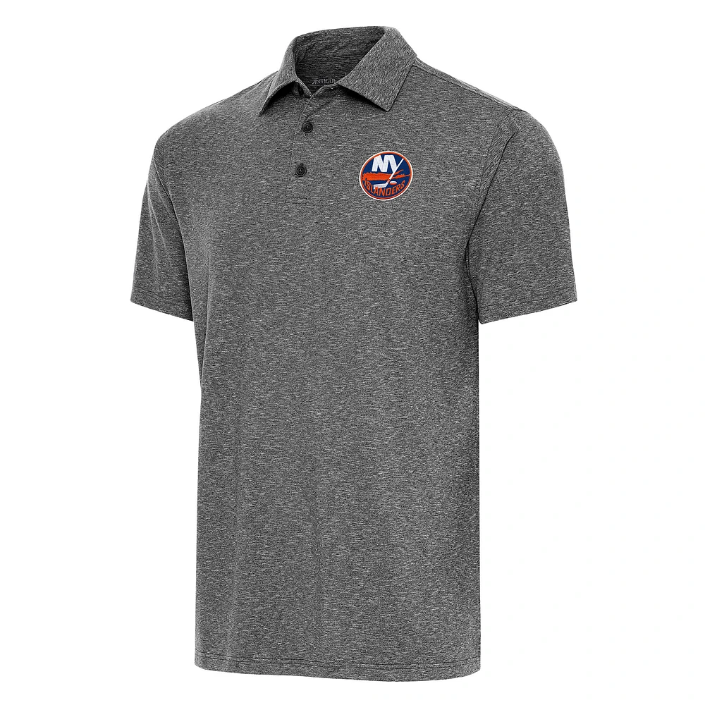 Men's Antigua Heather Black New York Islanders Big & Tall Par 3 Polo