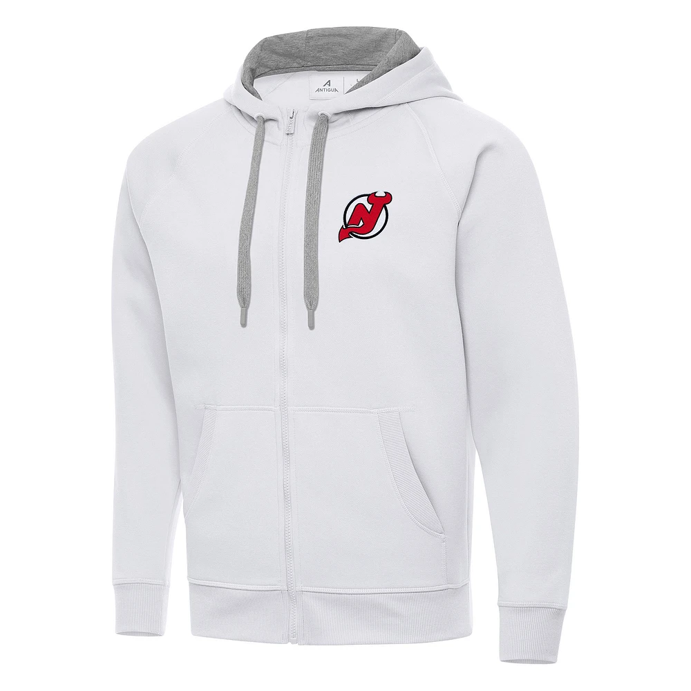 Men's Antigua White New Jersey Devils Big & Tall Victory Full-Zip Hoodie