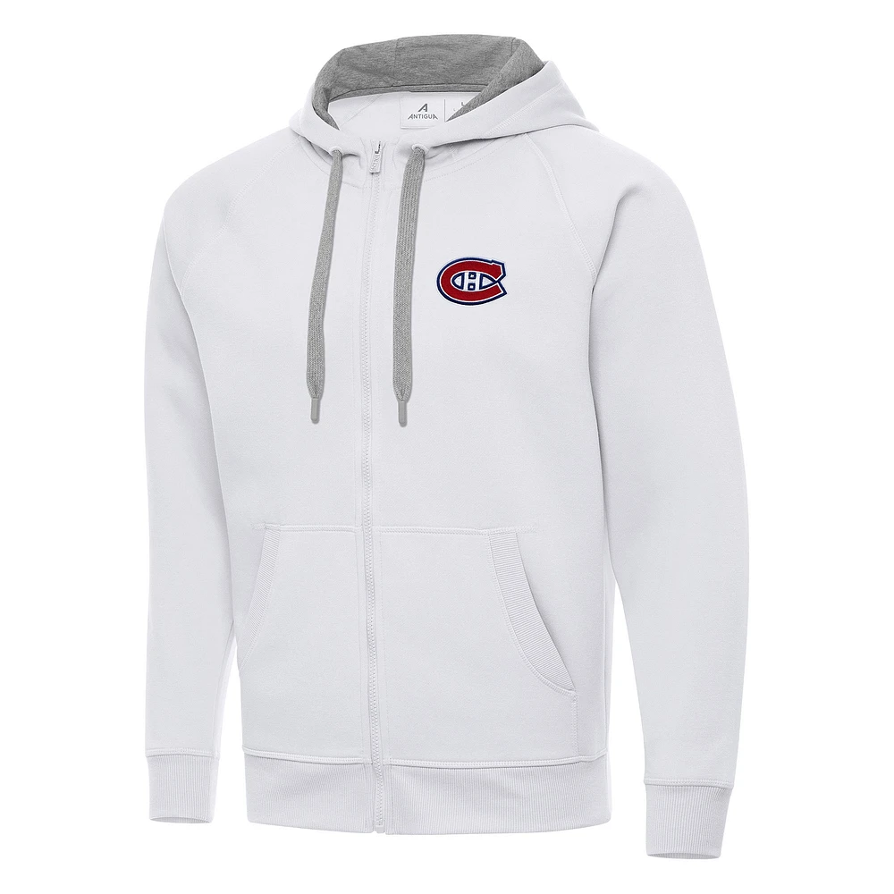 Men's Antigua White Montreal Canadiens Big & Tall Victory Full-Zip Hoodie