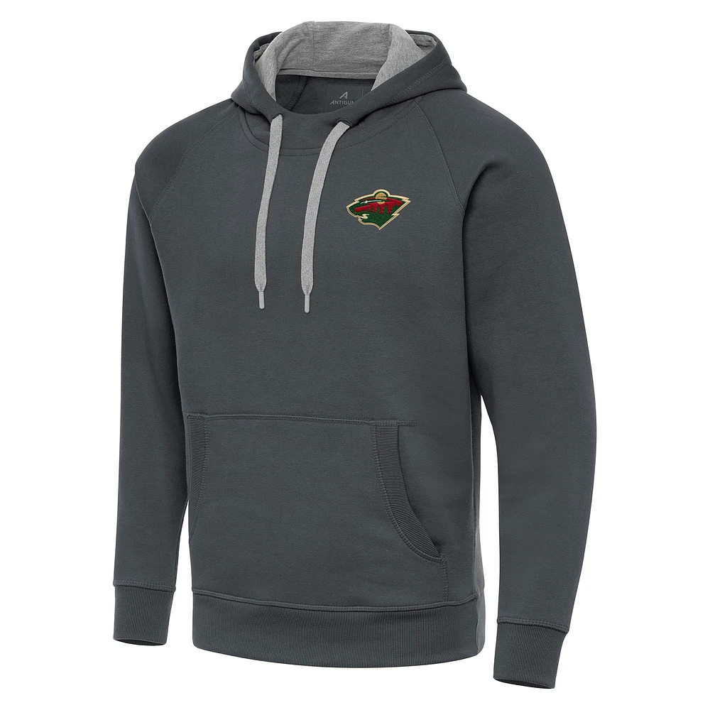 Men's Antigua Charcoal Minnesota Wild Big & Tall Victory Pullover Hoodie