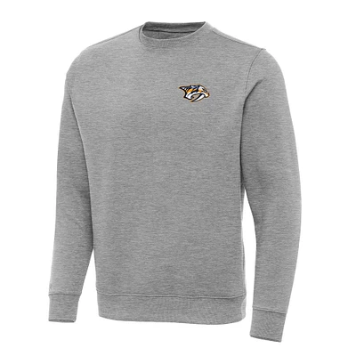 Men's Antigua Heather Gray Nashville Predators Big & Tall Victory Crewneck Pullover Sweatshirt