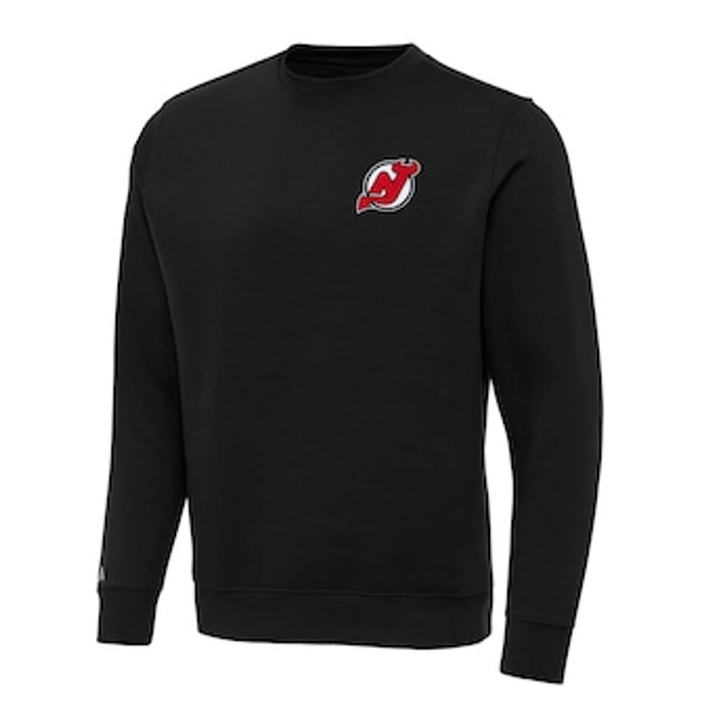 Men's Antigua Black New Jersey Devils Big & Tall Victory Crewneck Pullover Sweatshirt