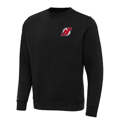 Men's Antigua Black New Jersey Devils Big & Tall Victory Crewneck Pullover Sweatshirt