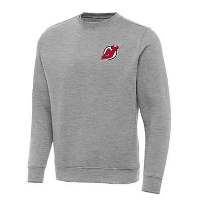 Men's Antigua Heather Gray New Jersey Devils Big & Tall Victory Crewneck Pullover Sweatshirt