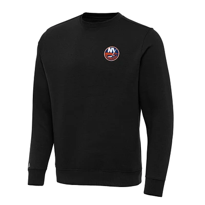 Men's Antigua Black New York Islanders Big & Tall Victory Crewneck Pullover Sweatshirt