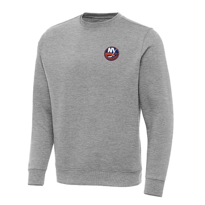 Men's Antigua Heather Gray New York Islanders Big & Tall Victory Crewneck Pullover Sweatshirt