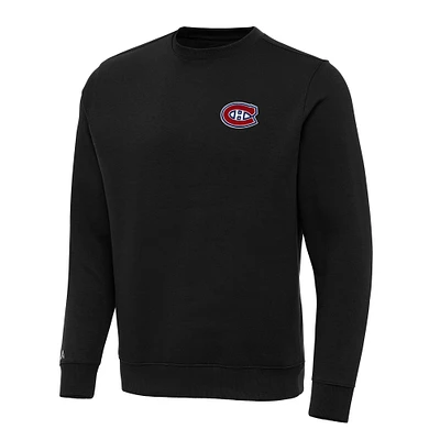 Men's Antigua Black Montreal Canadiens Big & Tall Victory Crewneck Pullover Sweatshirt