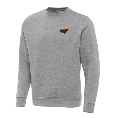 Men's Antigua Heather Gray Minnesota Wild Big & Tall Victory Crewneck Pullover Sweatshirt
