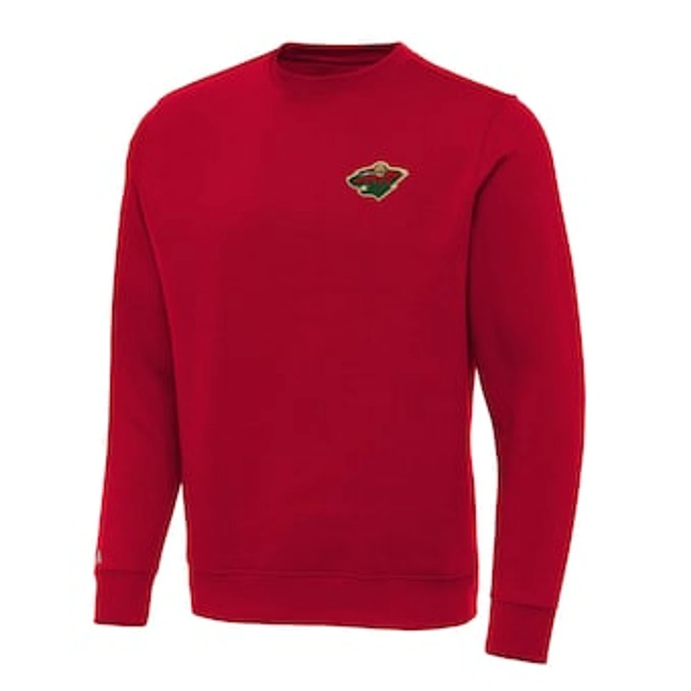 Men's Antigua Red Minnesota Wild Big & Tall Victory Crewneck Pullover Sweatshirt