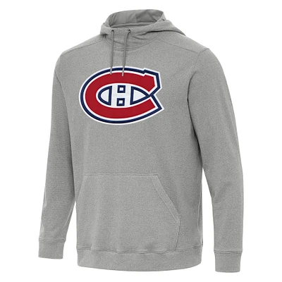 Men's Antigua Heather Gray Montreal Canadiens Cloud Pullover Hoodie