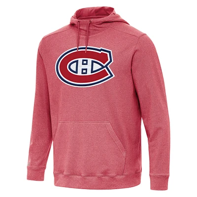 Men's Antigua Heather Red Montreal Canadiens Cloud Pullover Hoodie