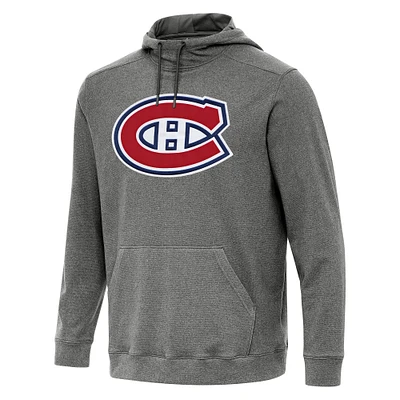Men's Antigua Heather Black Montreal Canadiens Cloud Pullover Hoodie