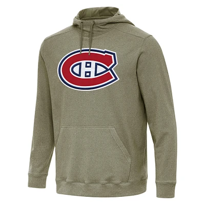 Men's Antigua Olive Montreal Canadiens Cloud Pullover Hoodie
