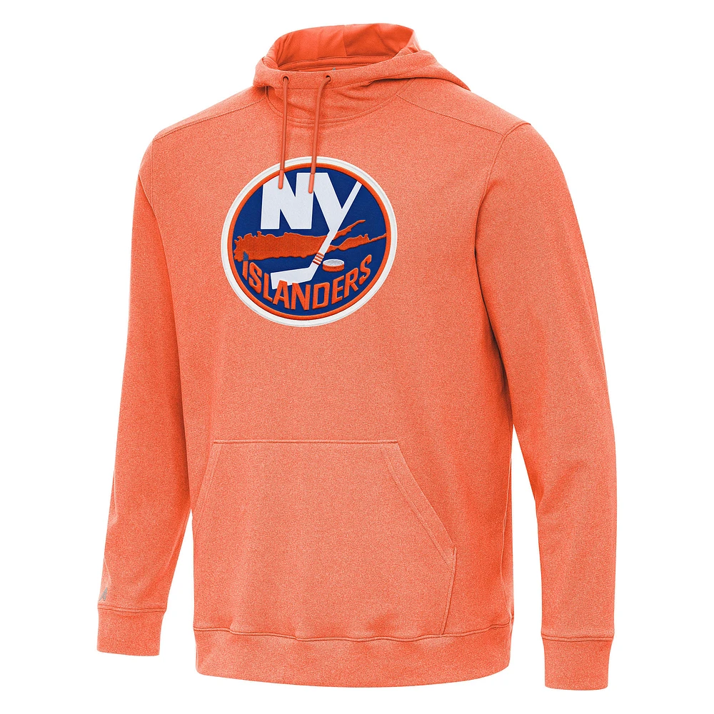 Men's Antigua Heather Orange New York Islanders Cloud Pullover Hoodie