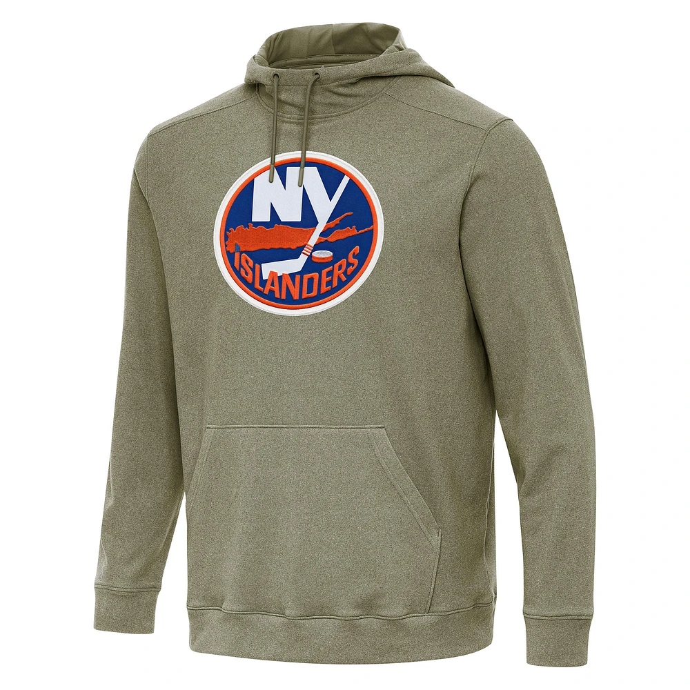Men's Antigua Olive New York Islanders Cloud Pullover Hoodie