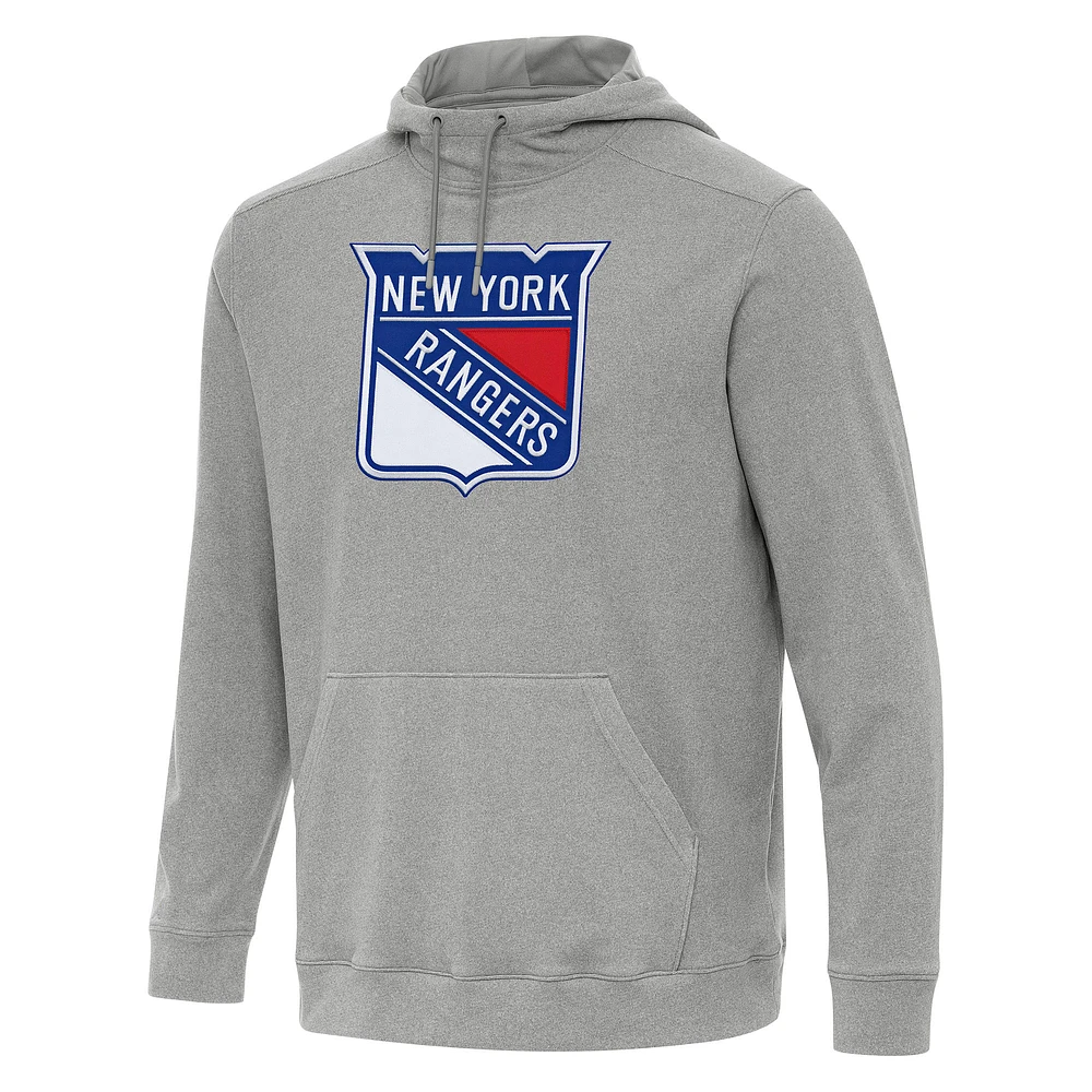 Men's Antigua Heather Gray New York Rangers Cloud Pullover Hoodie