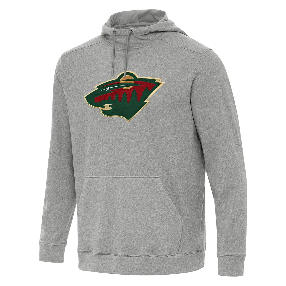 Men's Antigua Heather Gray Minnesota Wild Cloud Pullover Hoodie