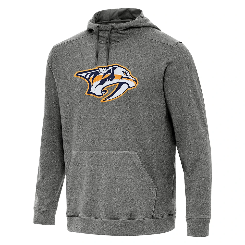 Men's Antigua Heather Black Nashville Predators Cloud Pullover Hoodie