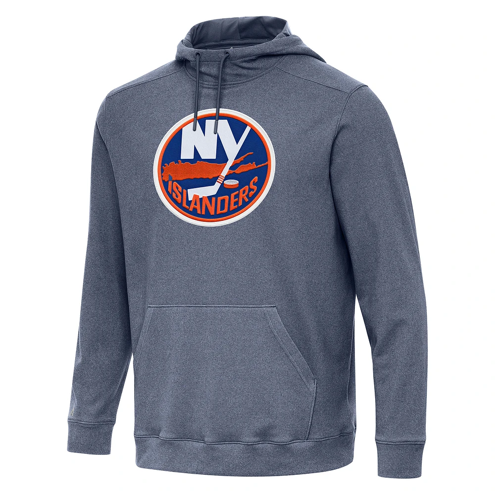 Men's Antigua Heather Navy New York Islanders Cloud Pullover Hoodie