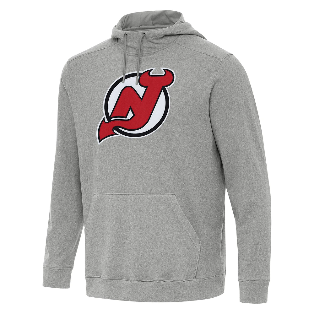 Men's Antigua Heather Gray New Jersey Devils Cloud Pullover Hoodie