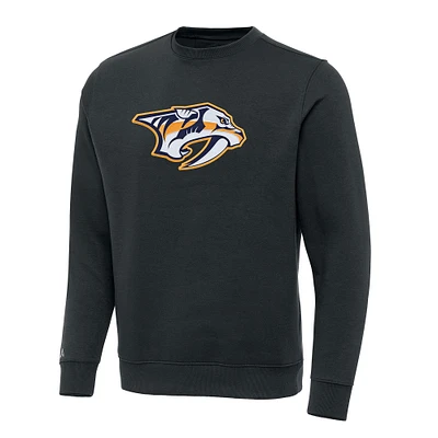 Men's Antigua Charcoal Nashville Predators Victory Crewneck Pullover Sweatshirt