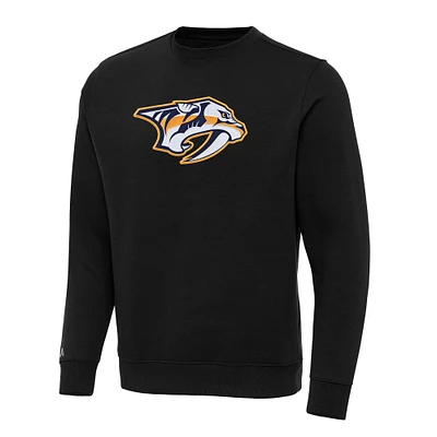 Men's Antigua Black Nashville Predators Big & Tall Victory Crewneck Pullover Sweatshirt