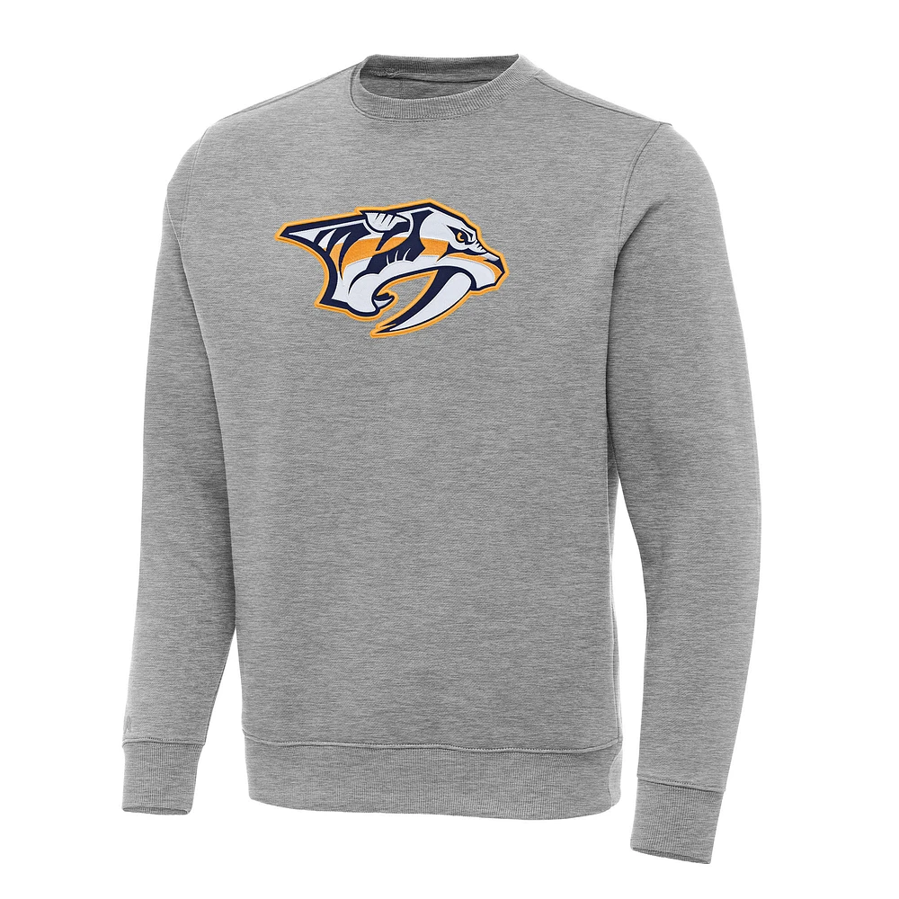 Men's Antigua Heather Gray Nashville Predators Big & Tall Victory Crewneck Pullover Sweatshirt