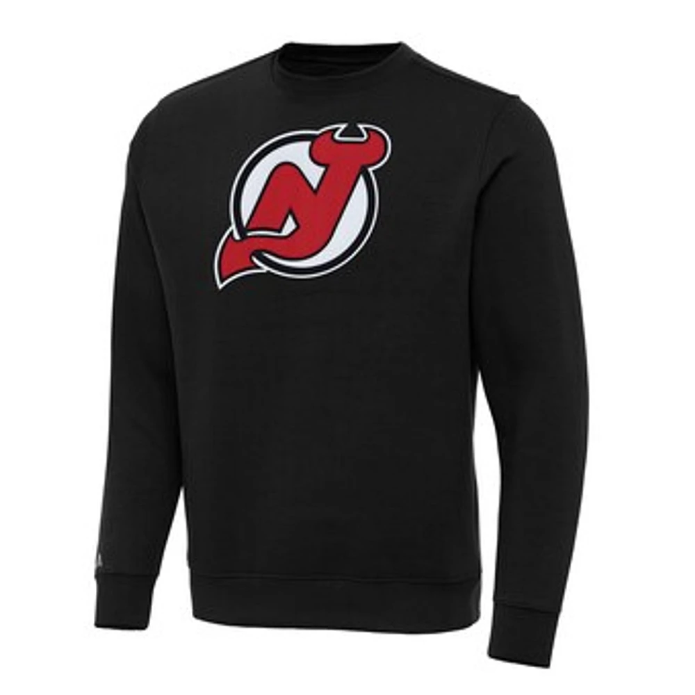 Men's Antigua Black New Jersey Devils Big & Tall Victory Crewneck Pullover Sweatshirt