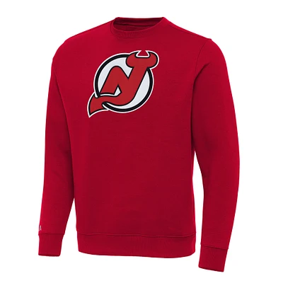 Men's Antigua Red New Jersey Devils Big & Tall Victory Crewneck Pullover Sweatshirt