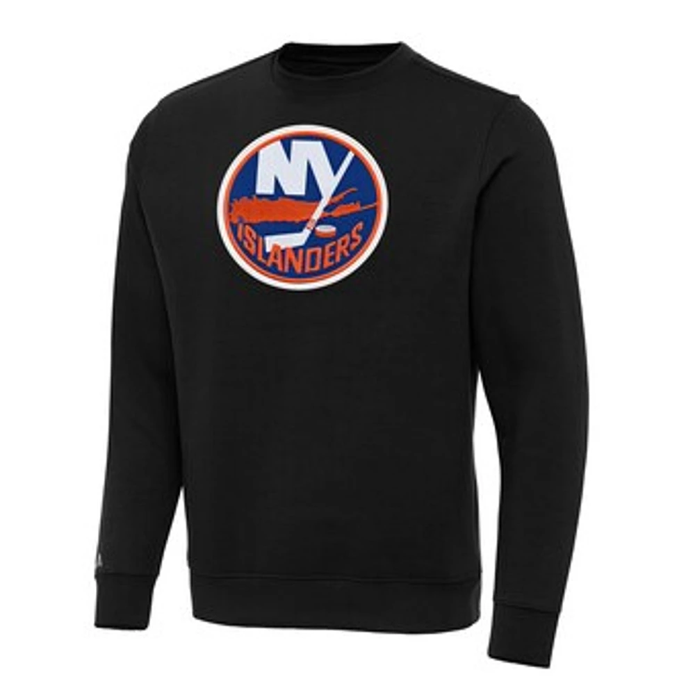 Men's Antigua Black New York Islanders Big & Tall Victory Crewneck Pullover Sweatshirt