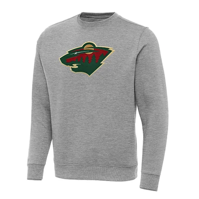 Men's Antigua Heather Gray Minnesota Wild Big & Tall Victory Crewneck Pullover Sweatshirt